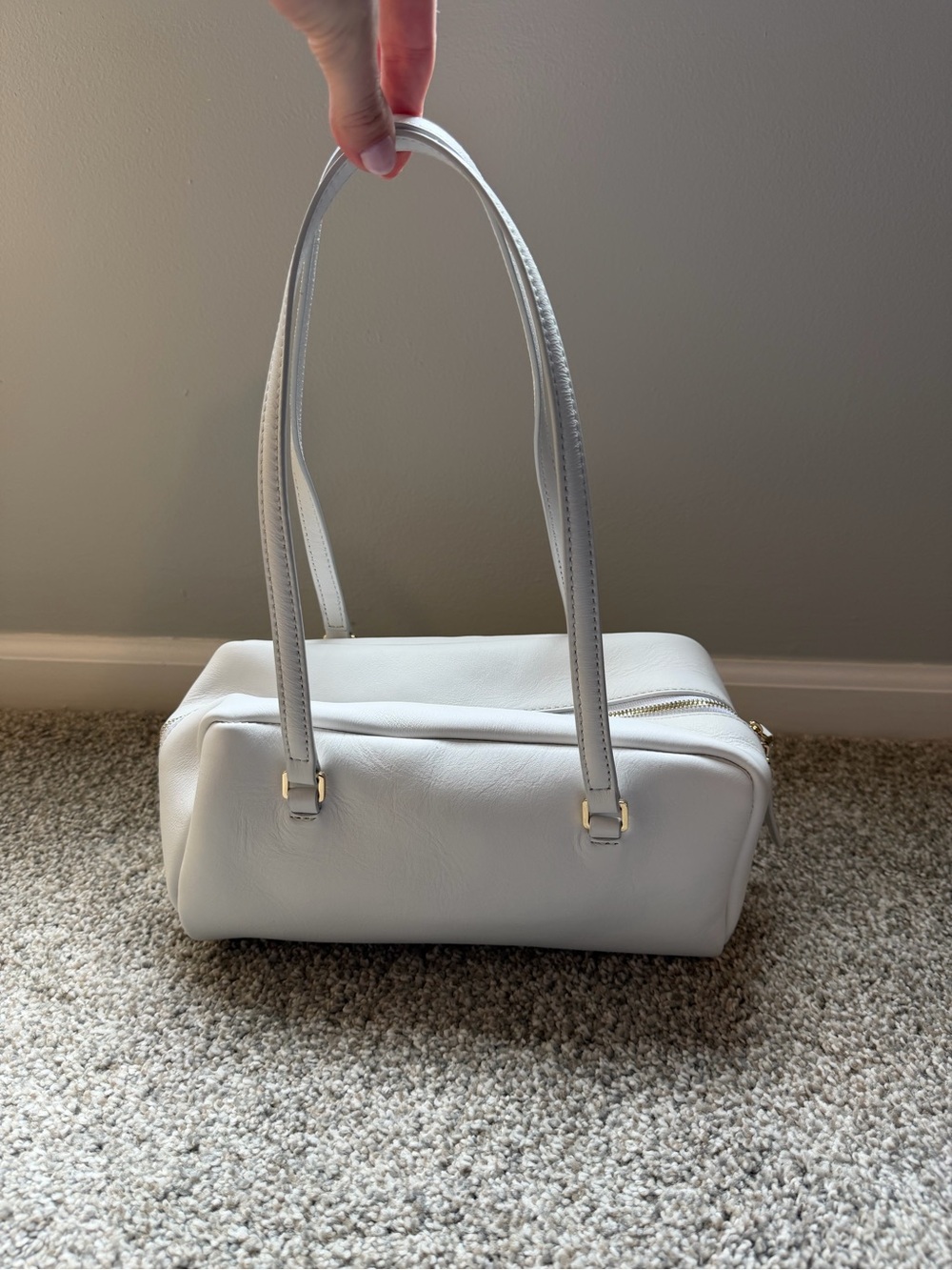 J. Crew White Double-Handle Shoulder Bag